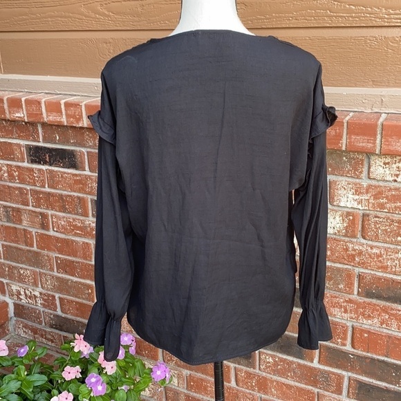 The Impeccable Pig Caramela Black Ruffle Blouse - Picture 6 of 8